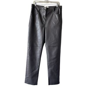 Wilfred Aritzia The Melina Faux Leather Peppercorn Grey Straight Leg Pants 12